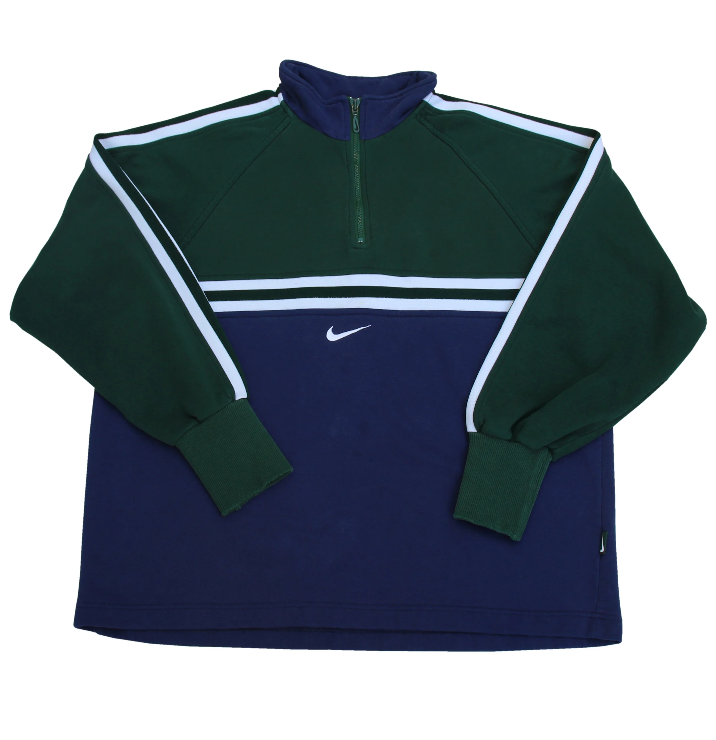 Women's Vintage Nike 1/4 Zip Green / Blue /White Sweatshirt